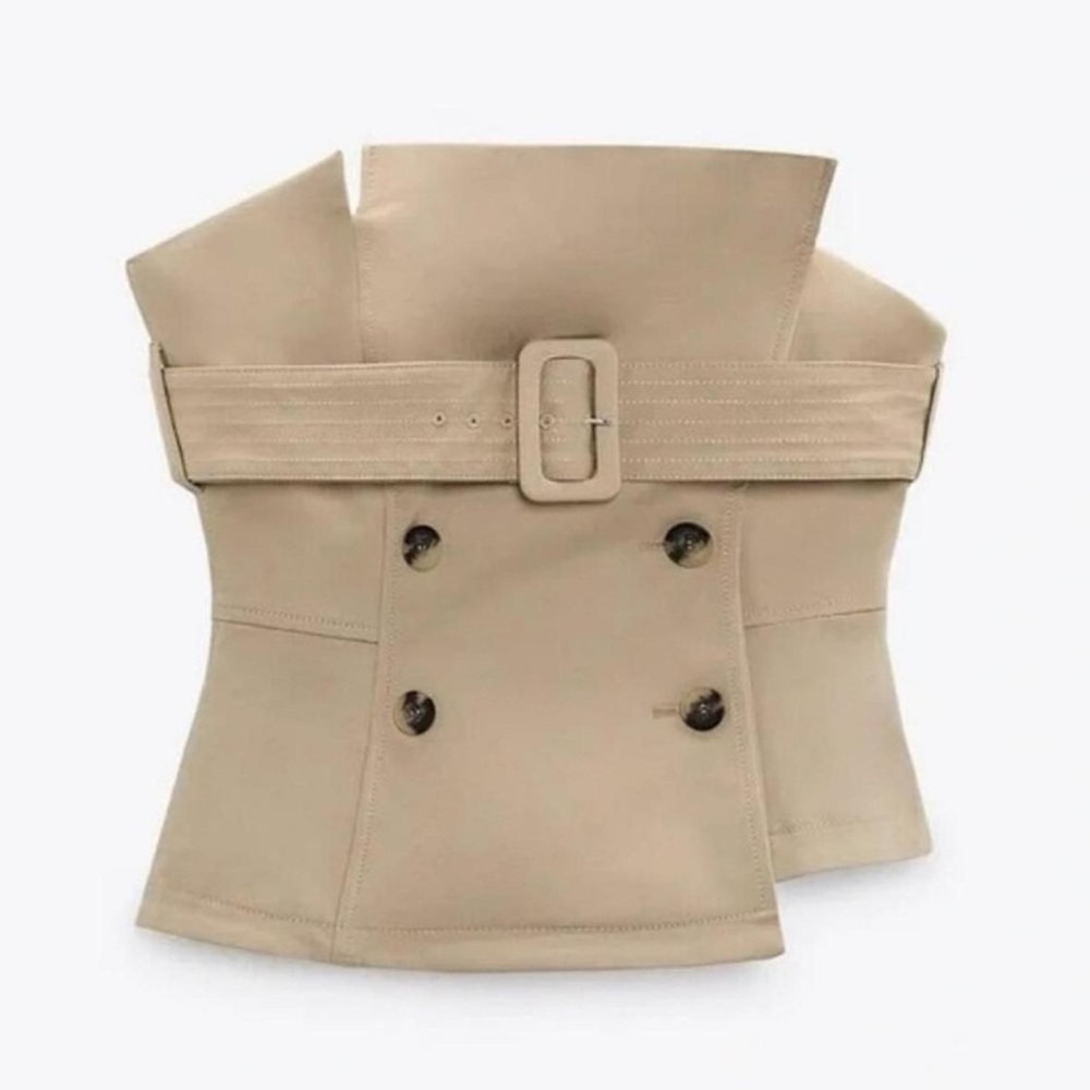 Khaki strapless top